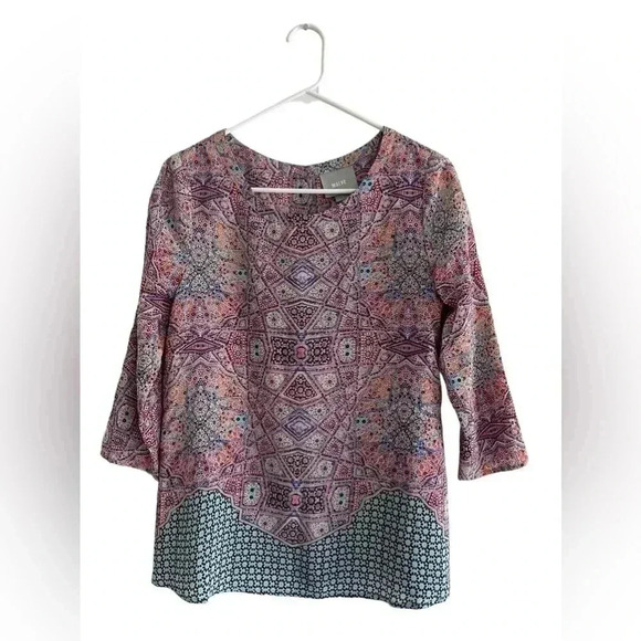 Maeve Blouse Sidney Silk Blouse Motif Scarf Print Button Back - Picture 2 of 8